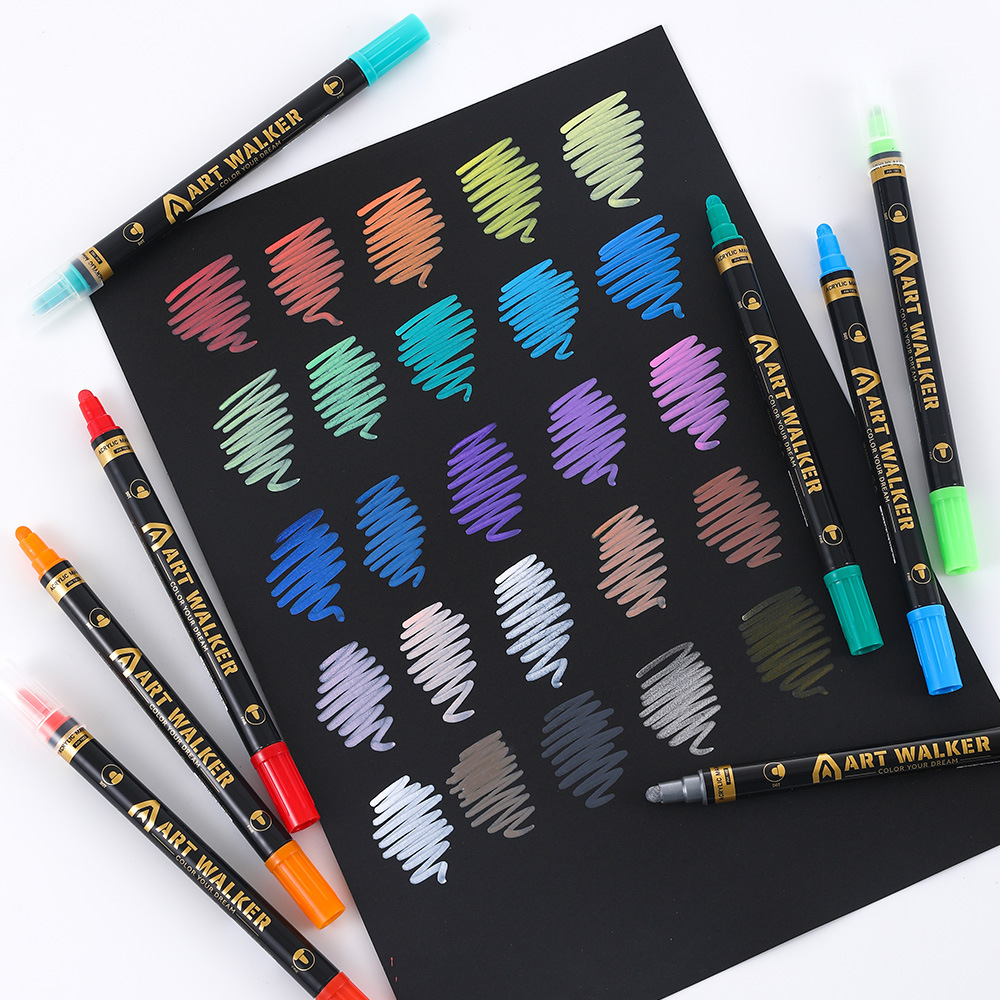 Cross-Border Exclusive Water-Based Layerable Non-Bleed Paint Pen Set Acrylic Marker for Art & Special Drawing