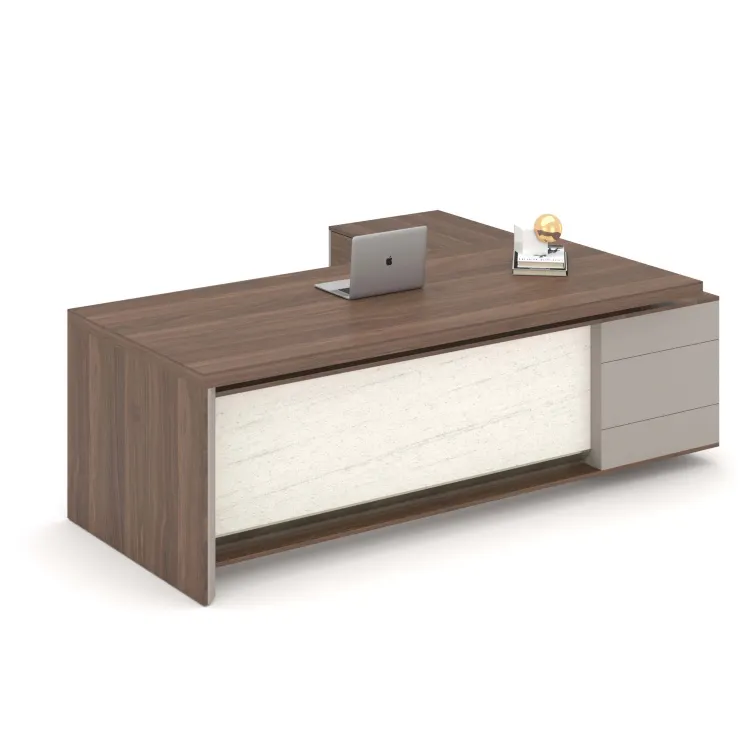 Nieuwe Luxe Moderne L-Vorm Algemeen Directeur Ceo Ceo Kantoormeubelen Oplossing Desk Set Executive Desk