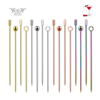 Palillos de metal personalizados para mezclar bebidas, herramientas de barra decorativas con aceitunas, palillos para cócteles, palillos para frutas, adornos para bebidas