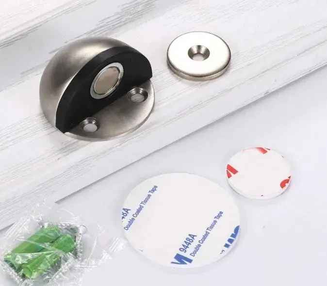 Cheap Silver Stainless Steel Magnetic Door Stops Withe Adhesive For Door stopper