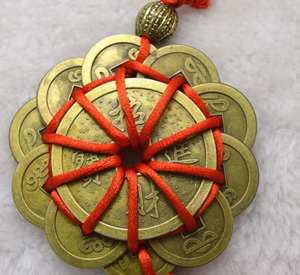 Suerte encanto antiguo <span class=keywords><strong>CHING</strong></span> monedas prosperidad fortuna a casa decoración de coche rojo nudo chino FENG SHUI conjunto - Product Image 6