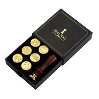 Kit de sceau à cire de laque artisanal DIY pour mariage, avec manche en bois, logo personnalisé, couleur personnalisée, boîte cadeau, école