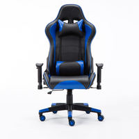Silla de Juego Ergonómica de Alta Calidad para Computadora, Ajustable, de Cuero Azul, Reclinable, con Reposacabezas