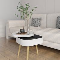 Table basse moderne de luxe en MDF sur mesure avec un design de rangement à double plateau de haute qualité en gros