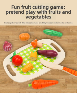 Ensemble de jeu de <span class=keywords><strong>cuisine</strong></span> en bois en silicone de qualité alimentaire sans Bpa Jouets de coupe de légumes pour enfants de 0 à 4 ans-Développement éducatif - Product Image 2