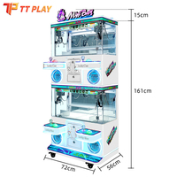 Machine à griffes d'arcade en métal et plastique, avec accepteur de pièces, pour 4 joueurs, modèle de table, pour jouets en peluche ours blancs, grue à double empilement, compatible Wi-Fi