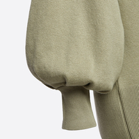 Pull décontracté pour femme à col en V, imprimé animal, en coton et laine respirants, tricoté à la machine, à manches bouffantes, printemps-automne, personnalisable OEM ODM