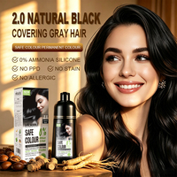 MOKERU 400ML Teinture capillaire permanente à base de plantes, 0% d'ammoniaque, 0% de silicone, couvre les cheveux gris et blancs, OEM/ODM bienvenus, Shampooing colorant pour cheveux
