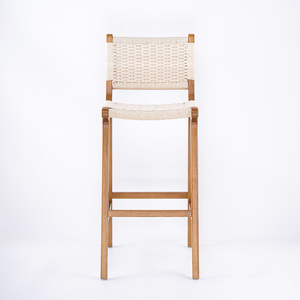 Commercia屋内家具北ヨーロッパハイカウンターウッドレトロロープ籐バースツール - Product Image 1