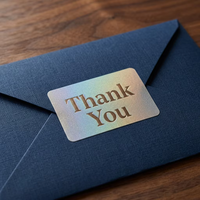 Autocollant personnalisé texturé holographique « Merci » pour l'emballage des petites entreprises, l'enveloppe, le branding, le logo, impression découpée