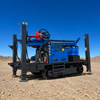 Machine de forage de puits d'eau, profondeur 300 mètres, plateforme de forage de puits d'eau diesel avec compresseur d'air sur chenilles