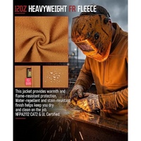 Pull en coton 100% ignifuge 12oz NFPA2112 CAT2 avec poche poitrine/interne/chauffe-mains, coupe-vent, col résistant à l'eau et aux taches