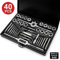 Jeu de tarauds et filières 20/40/110 pièces métriques et impériales SAE M3-M20 en acier Gcr15 HSS, kit d'outils de filetage et de taraudage, boîte métallique OEM