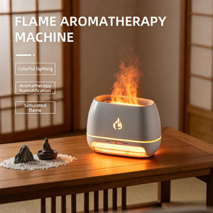 Diffuseur d'huiles essentielles à ultrasons effet flamme grain <span class=keywords><strong>de</strong></span> bois, humidificateur à brume froide avec veilleuse d'ambiance colorée pour <span class=keywords><strong>la</strong></span> décoration <span class=keywords><strong>de</strong></span> <span class=keywords><strong>la</strong></span> maison et du bureau - Product Image 2