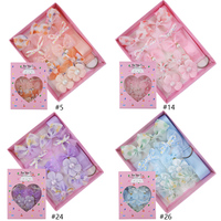 Vente chaude en mousseline de soie arc 10 photos/ensemble pince à cheveux pour enfants boîte-cadeau couleur bonbon Floral bébé pinces à cheveux ensemble printemps été