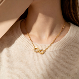 <span class=keywords><strong>Collana</strong></span> <span class=keywords><strong>con</strong></span> Ciondolo a Forma di <span class=keywords><strong>Infinito</strong></span> in Acciaio Inossidabile Placcato Oro 18K, Impermeabile <span class=keywords><strong>con</strong></span> Zirconia Cubica, Regalo per Donne - Product Image 2