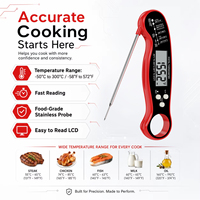 Thermomètre numérique ultra-rapide pour viande, étanche IP67, thermomètre alimentaire à lecture instantanée pour cuisine, barbecue, grill, fumoir, rouge