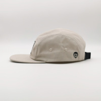 Topi berkemah gading katun organik 5 Panel Logo tambalan anyaman kustom topi Snapback dapat disesuaikan