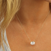 Collier pendentif ovale en argent sterling 925 avec diamant étincelant, plaqué or 18 carats, bijoux pour femmes pour fiançailles et mariage
