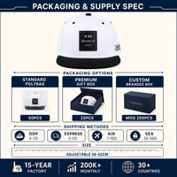 Casquette Snapback Blanche à Visière Plate Noire Six Panneaux avec Broderie de Logo Personnalisé Réglable Streetwear OEM Vente en Gros Faible MOQ