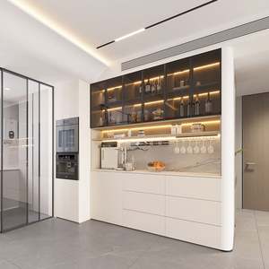 Antique-Style Modern Foldable <b>Sideboard</b> with Panel Design and Ample Storage for Living Room <b>Kitchen</b> Dining Home Furniture - Product Image 2