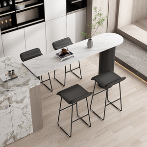 Table de cuisine et de salle à manger en métal de style nordique, table de comptoir minimaliste et chaises pour petits appartements - Product Image 2