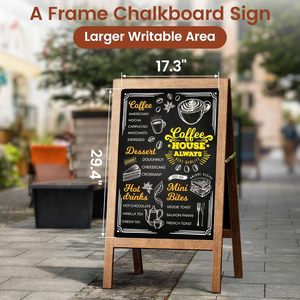 Tableau noir sur pied, 40"x20" extra large, ensemble de tableaux noirs en bois avec marqueurs - Product Image 4