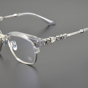 <span class=keywords><strong>Occhiali</strong></span> <span class=keywords><strong>da</strong></span> <span class=keywords><strong>Vista</strong></span> Artigianali Retrò CH8224 Unisex Edizione Limitata Montatura Nera Solida in Acetato Mezza Montatura Classica Anti <span class=keywords><strong>Luce</strong></span> Blu - Product Image 4
