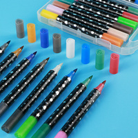 Kit de stylos marqueurs à double pointe brillants et scintillants GP 12 couleurs, peinture acrylique fine pour le dessin des enfants, bricolage