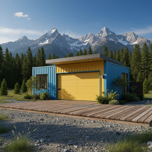 Garage préfabriqué en acier <span class=keywords><strong>pour</strong></span> 2 voitures |   Atelier de stationnement modulaire résistant à la rouille, abri de voiture modulaire isolé avec volets roulants automatiques - Product Image 1