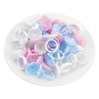 100Pcs/bag Cincin Lem Bulu Mata Alat Ekstensi Bulu Mata Lash Cup Lashing Bloom Pink Biru Putih Perlengkapan Salon Plastik Bunga