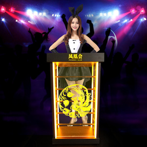 Comptoir de bar lumineux Wan Zhan, comptoir d'accueil éclairé par LED, style moderne minimaliste, station de caisse commerciale en métal à poser au sol, KTV - Product Image 2