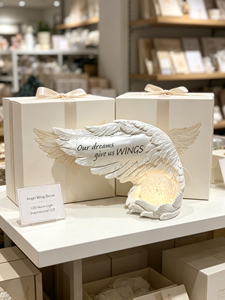 Figurine d'ange <span class=keywords><strong>en</strong></span> résine avec lumière LED, décoration d'intérieur inspirante, lampe aile d'ange avec citation inspirante, cadeau, décoration ailes de rêve - Product Image 5