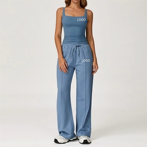 Conjunto Deportivo de 2 Piezas: Top Corto de Compresión para Yoga y Fitness, Pantalones Deportivos Holgados - Product Image 3