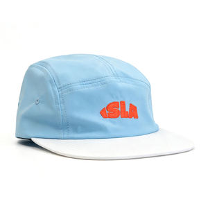 Casquette de camping à 5 panneaux bicolore avec logo brodé en relief 3D personnalisé, en nylon léger, pour le camping et les sports de plein air, à visière plate - Product Image 5