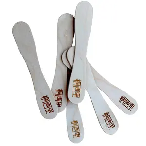 Impreso personalizado de madera catador cucharas Eco amigable fuerte de madera cucharas de helado de (50 piezas/paquete)