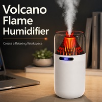 Diffuseur d'arômes flamme nouvelle génération transfrontalier, humidificateur de bureau rechargeable par USB, brumisation à 3 vitesses, silencieux 36 dB, hydratation maison/bureau