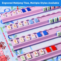 Set Ubin Mahjong Mewah Baru dengan Desain Manusia Salju Bersegi Ski dan Sisi Biru Mint Putih untuk 160 Ubin Mahjong Amerika Musim Dingin