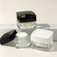 Pot en verre carré transparent personnalisé pour crème cosmétique de luxe, emballage en gros