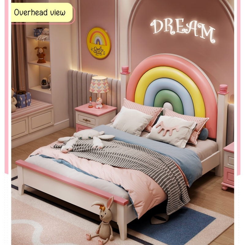 Set di biancheria da letto per letto singolo con castello delle principesse rosa, stile sognante, per bambini e adolescenti, decorazione romantica con nebulosa e nuvole con inserto in piuma di