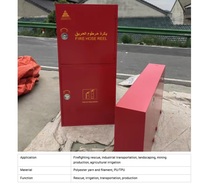 Armoire anti-feu en acier doux 75*75*25cm, porte simple, rouge, pour boîte de lutte contre l'incendie, avec enrouleur de tuyau d'incendie 1"x30m avec lance, valve et accessoires