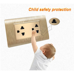 Chất lượng hàng đầu SW6 loạt màu vàng Bìa sáu Pin tường ổ cắm điện tường chuyển đổi 16A chúng tôi tiêu chuẩn phổ quát - Product Image 3