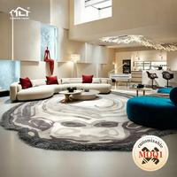 Tapis d'appoint tufté Dsermer moderne fait main de luxe, imprimé abstrait, en laine de Nouvelle-Zélande/soie/nylon, 1 pièce pour salon