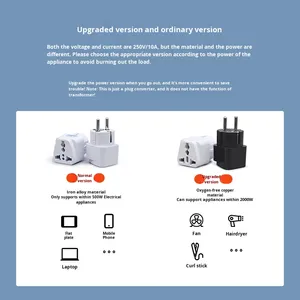 Enchufe de conversión estándar alemán para viajes al extranjero, convertidor de energía para Alemania, Europa, Bali, Corea, pequeño y preciso, fácil de transportar - Product Image 2