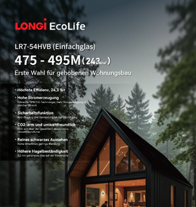 แผงโซลาร์เซลล์ LONGi LR7-54HVBB 485W สีดำทั้งหมด แบบสองหน้า กระจกสองชั้น โมดูล HPBC 2.0 รุ่น EcoLife 108 เซลล์ ประสิทธิภาพ 23.8% Germa - Product Image 2