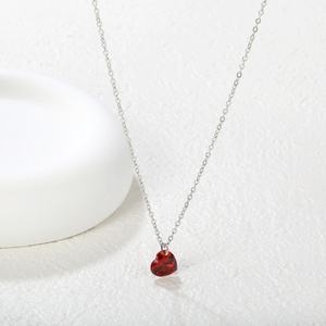 Collier pendentif personnalisable plaqué or 18 carats PVD, bijoux en acier inoxydable, collier tendance en forme de cœur avec rubis pour femmes - Product Image 3