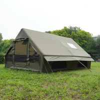 Tente de camping gonflable Air Glamping 4 saisons Oxford Cabine Imperméable >3000mm Coupe-vent Ouverture automatique rapide Khaki