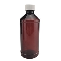Bouteille en plastique ambrée cylindrique de 16 oz pour médicaments, sirop contre la toux, avec bouchon CRC et étiquettes