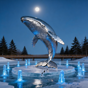 Escultura de ballena para exteriores Senzhao, diseño en acero inoxidable soldado, forma personalizada, tamaño grande - Product Image 1