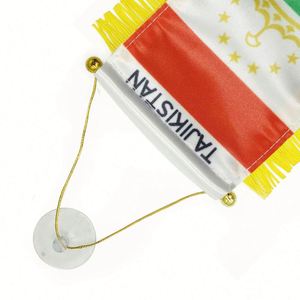Custom TAJIKISTAN Satin Pennant Flag Car Mini Flag <b>Banner</b> with Yellow Tassels - Product Image 3
